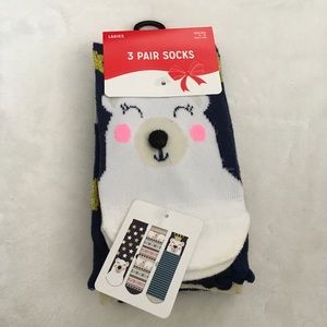 Ladies Novelty Socks Polar Bear 3 Pair NWT